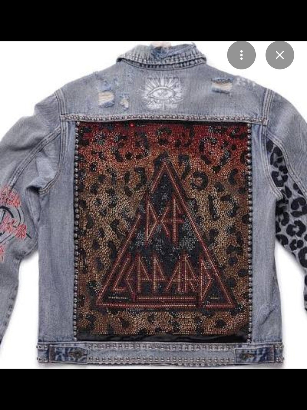 Cult of Individuality Grey Denim Jacket with Beaded Leopard Back Panel!